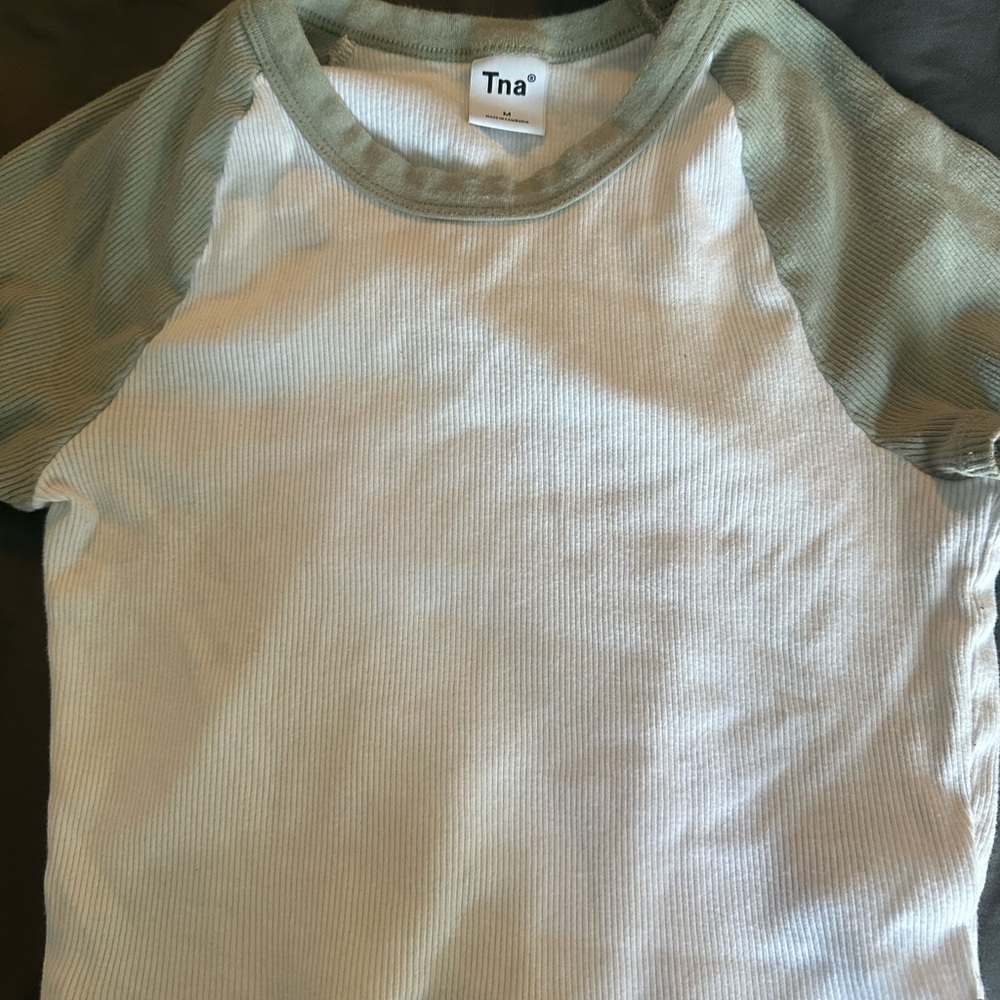 Tna Green and White Raglan T-Shirt